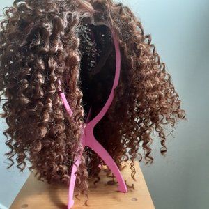 Curly, hand-sewn, human hair wig (chestnut/auburn)